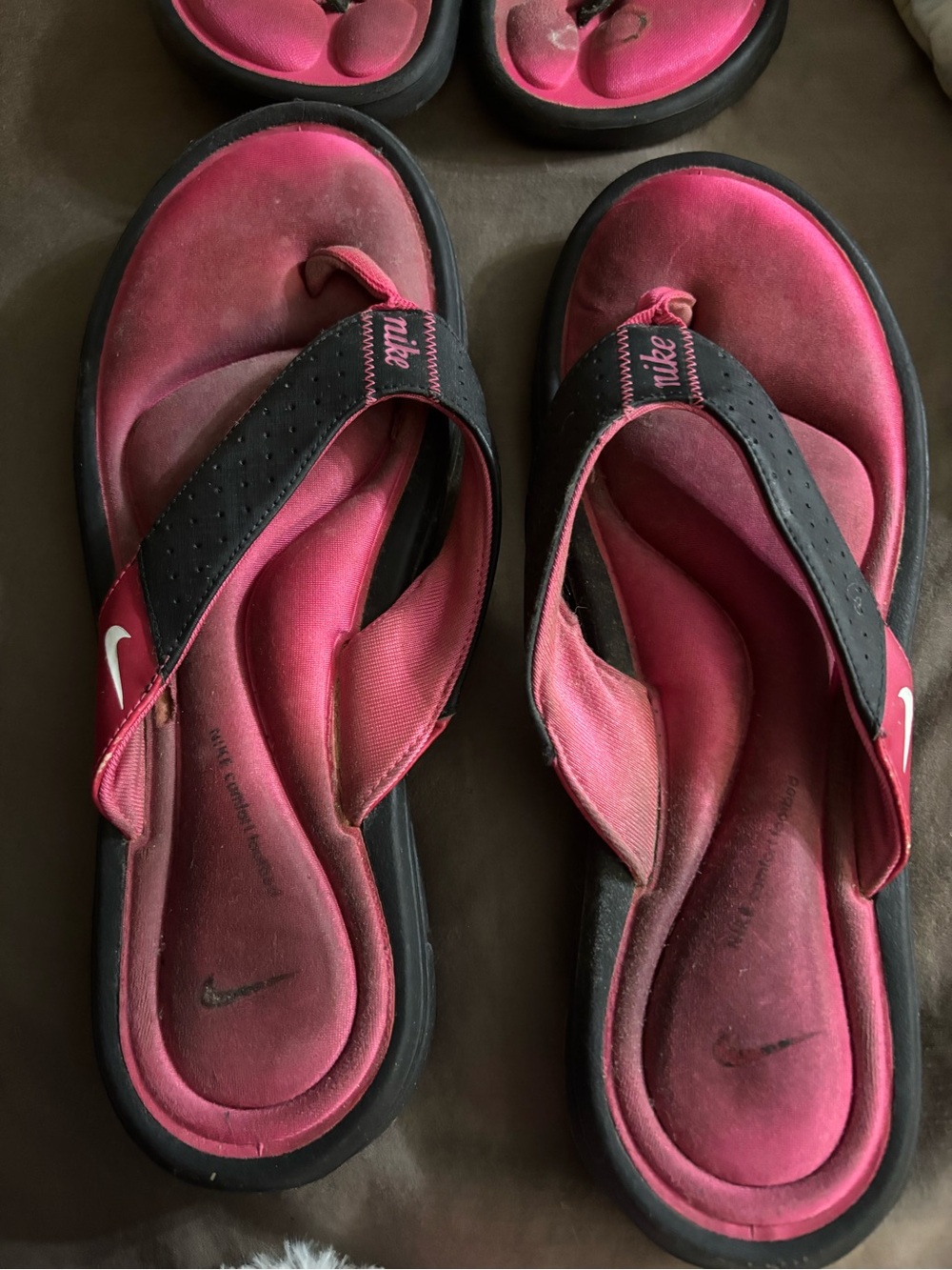 Nike Pink and Black Women's Slide Sandals